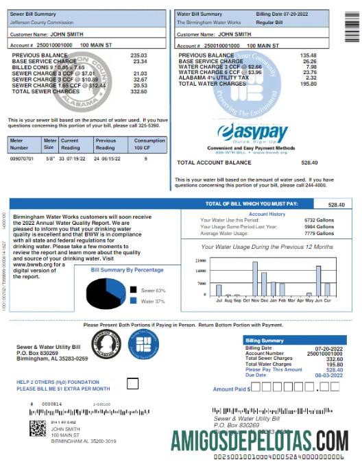 Para baixar modelo Word e PDF de conta de serviços públicos de ESGOTO E ÁGUA DO REINO UNIDO